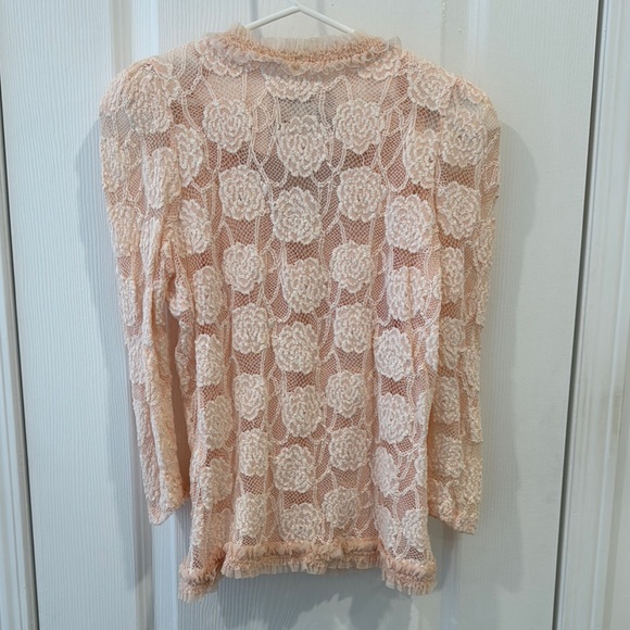 Lace Button-Up Cardigan - Light Pink - Picture 2 of 4